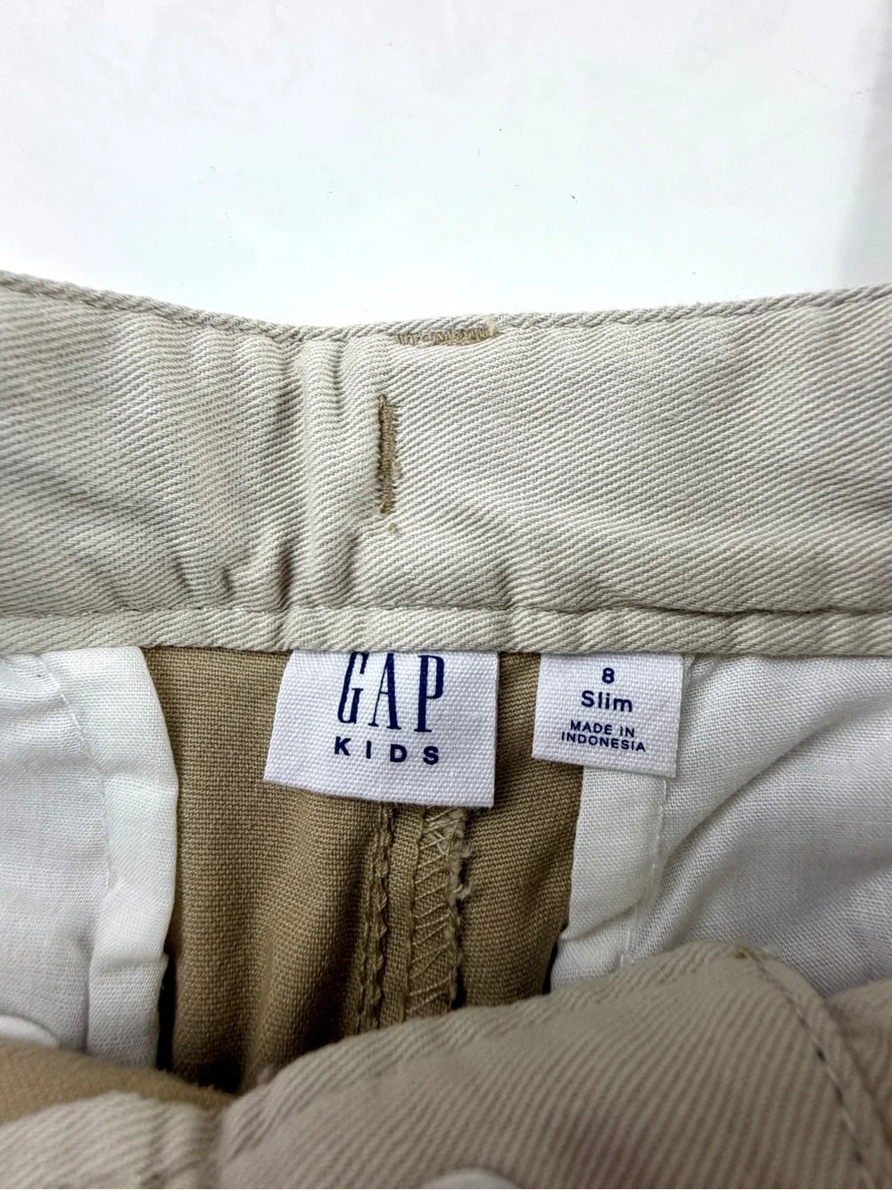 Gap Kids Tan Khaki Stretch Cotton Slim Fit Pants, Sz 8